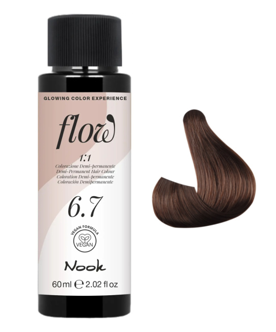 NOOK Краска для волос FLOW demi-permanent hair colour, тон 6.7 (тёмно-русый коричневый), 60мл (2)