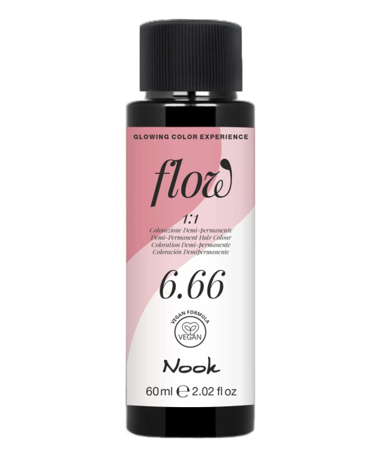 NOOK Краска для волос FLOW demi-permanent hair colour, тон 6.66 (темно русый интенсивно-красный), 60мл