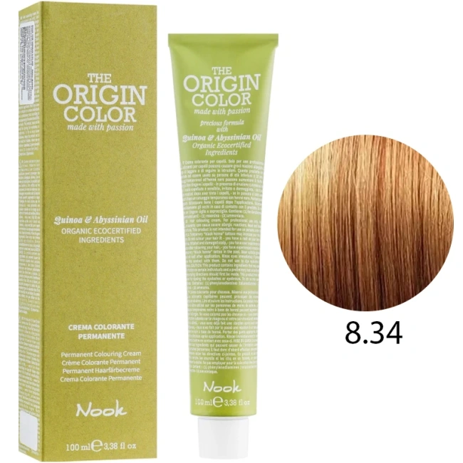 NOOK Крем-краска для волос THE ORIGIN COLOR Permanent Colouring Cream 8.34 Light Blonde Golden Copper, 100мл (1)