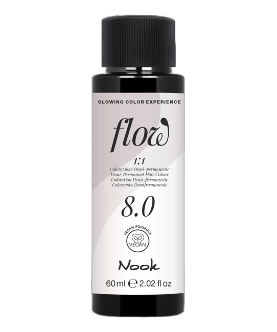 NOOK Краска для волос FLOW demi-permanent hair colour, тон 8.0 (светло русый), 60мл