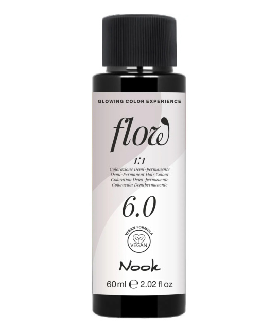 NOOK Краска для волос FLOW demi-permanent hair colour, тон 6.0 (темно русый), 60мл