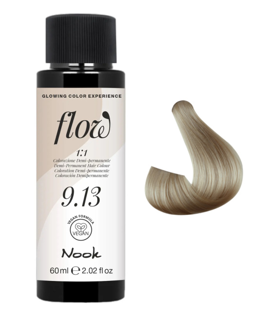 NOOK Краска для волос FLOW demi-permanent hair colour, тон 9.13 (блонд бежевый), 60мл (2)