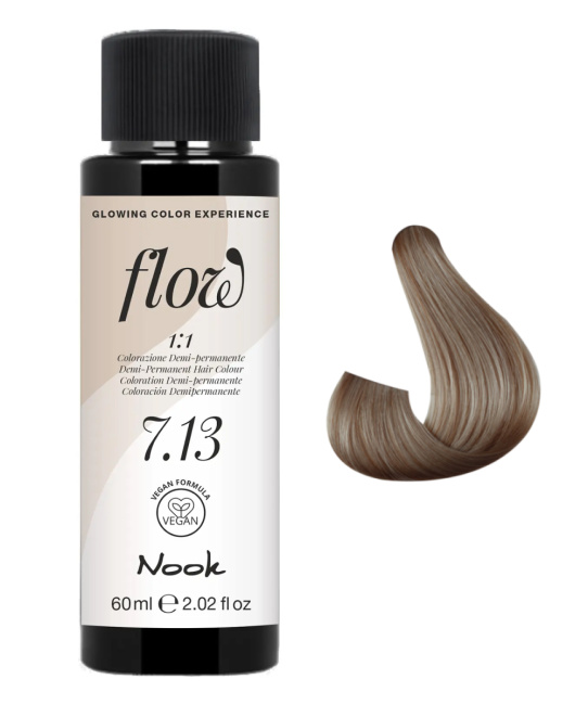 NOOK Краска для волос FLOW demi-permanent hair colour, тон 7.13 (русый бежевый), 60мл (2)