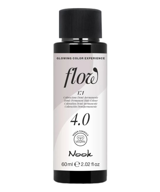 NOOK Краска для волос FLOW demi-permanent hair colour, тон 4.0 (темный шатен), 60мл
