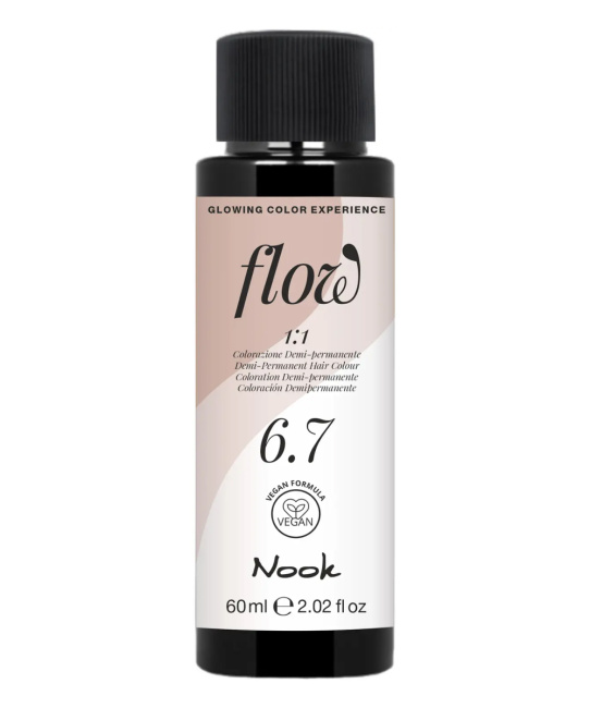 NOOK Краска для волос FLOW demi-permanent hair colour, тон 6.7 (тёмно-русый коричневый), 60мл