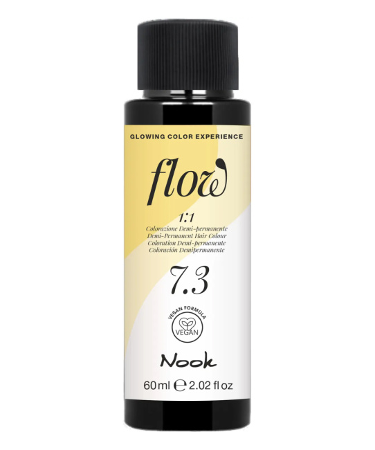 NOOK Краска для волос FLOW demi-permanent hair colour, тон 7.3 (русый золотистый), 60мл