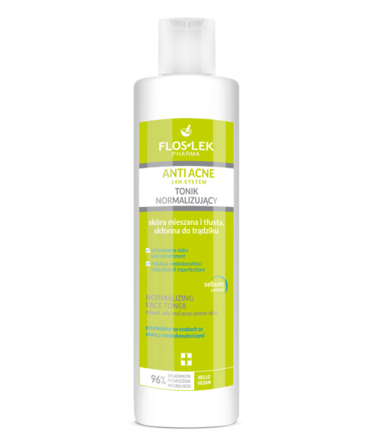 Floslek Нормализующий тоник для лица ANTI ACNE 24H SYSTEM NORMALIZING FACE TONER MIXED, OILY AND ACNE-PRONE SKIN, 225