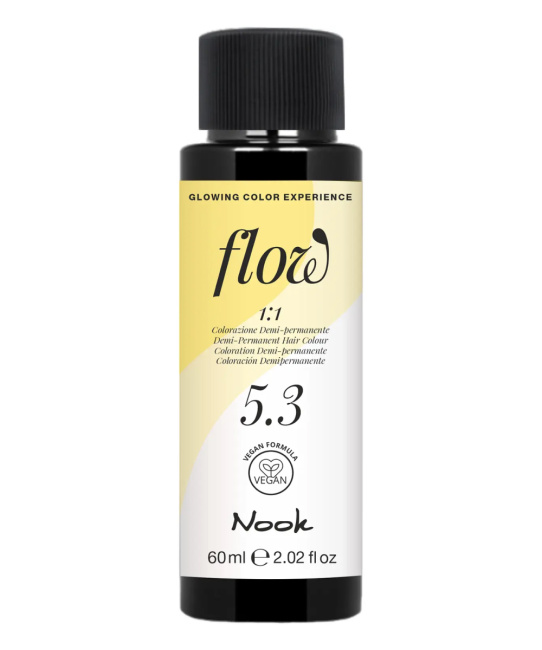 NOOK Краска для волос FLOW demi-permanent hair colour, тон 5.3 (светлый шатен золотистый), 60мл