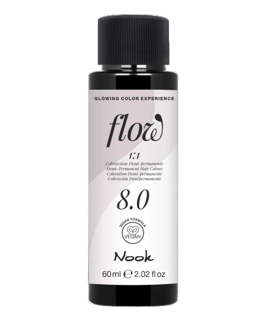 NOOK Краска для волос FLOW demi-permanent hair colour, тон 8.0 (светло русый), 60мл