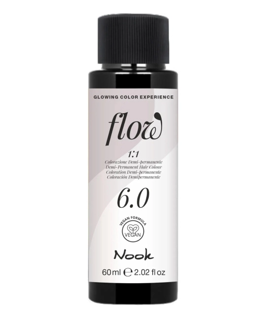NOOK Краска для волос FLOW demi-permanent hair colour, тон 6.0 (темно русый), 60мл