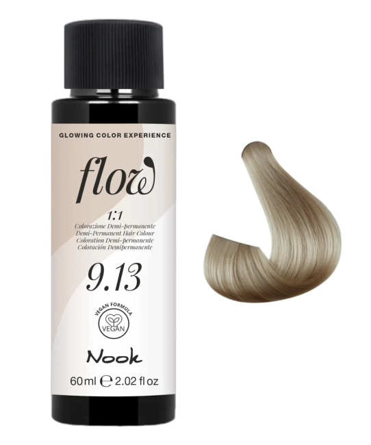 NOOK Краска для волос FLOW demi-permanent hair colour, тон 9.13 (блонд бежевый), 60мл (2)