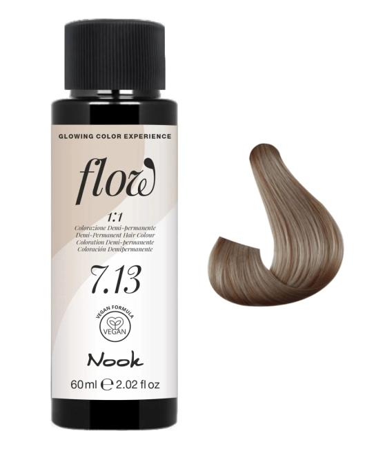 NOOK Краска для волос FLOW demi-permanent hair colour, тон 7.13 (русый бежевый), 60мл (2)