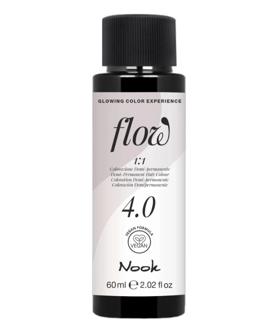 NOOK Краска для волос FLOW demi-permanent hair colour, тон 4.0 (темный шатен), 60мл