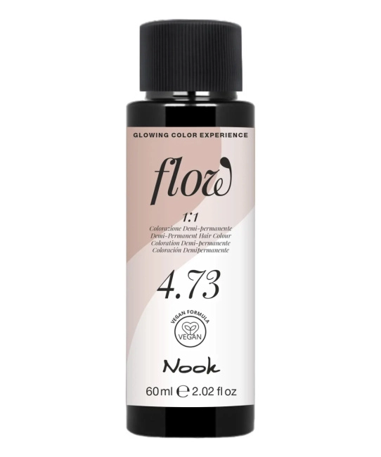 NOOK Краска для волос FLOW demi-permanent hair colour, тон 4.73 (шатен коричнево-золотистый), 60мл