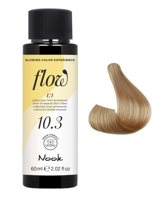 NOOK Краска для волос FLOW demi-permanent hair colour, тон 10.3 (светлый блонд золотистый), 60мл (2)