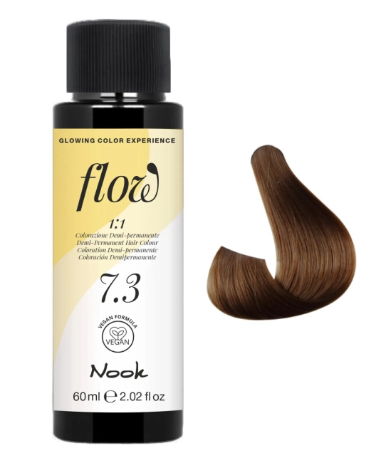 NOOK Краска для волос FLOW demi-permanent hair colour, тон 7.3 (русый золотистый), 60мл (2)