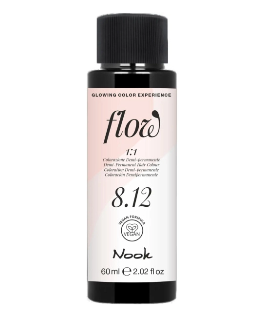 NOOK Краска для волос FLOW demi-permanent hair colour, тон 8.12 (светло русый пепельно фиолетовый), 60мл