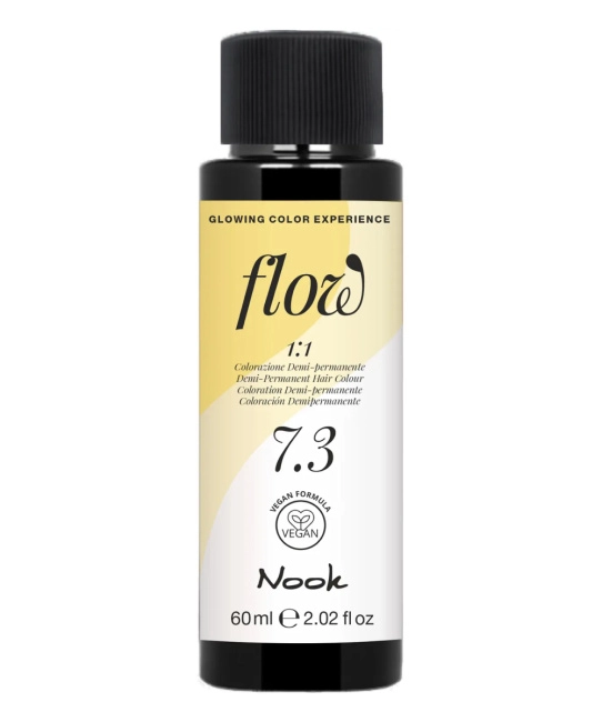 NOOK Краска для волос FLOW demi-permanent hair colour, тон 7.3 (русый золотистый), 60мл