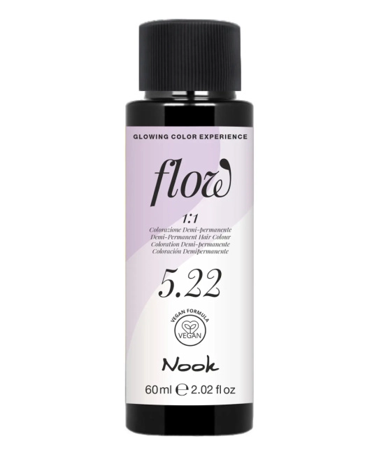 NOOK Краска для волос FLOW demi-permanent hair colour, тон 5.22 (шатен интенсивно-фиолетовый), 60мл